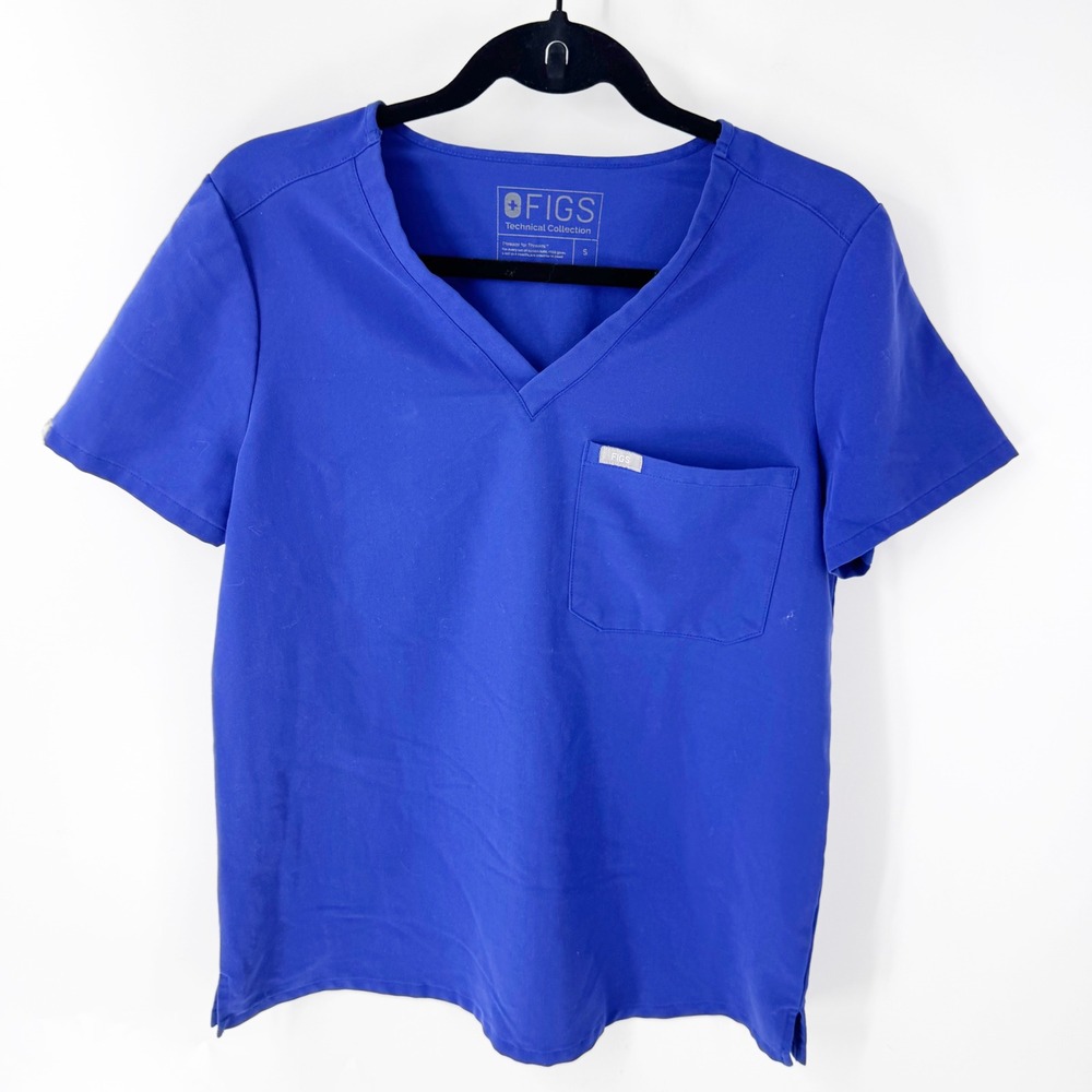 FIGS Technical Collection Blue V-Neck Scrub Top FW1000 Womens Small